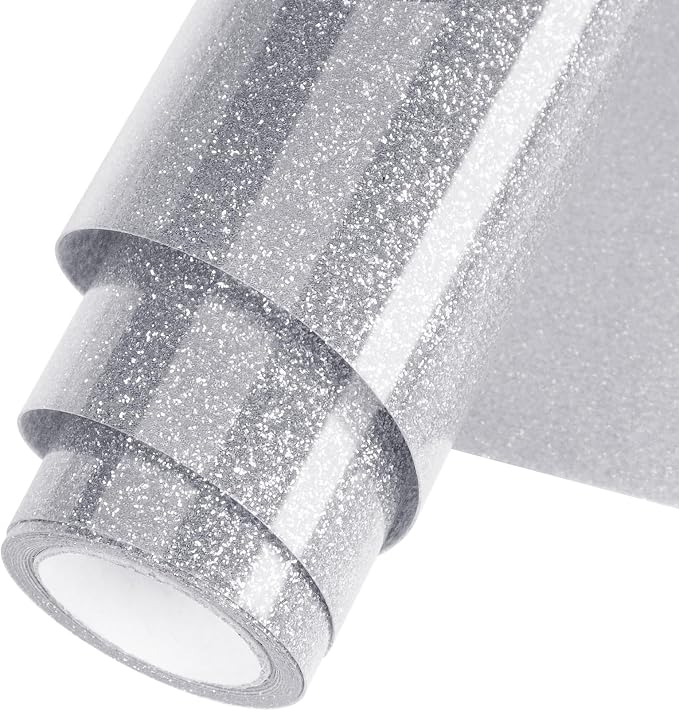 Silver Glitter HTV Heat Transfer Vinyl Roll 12inch x 5 ft