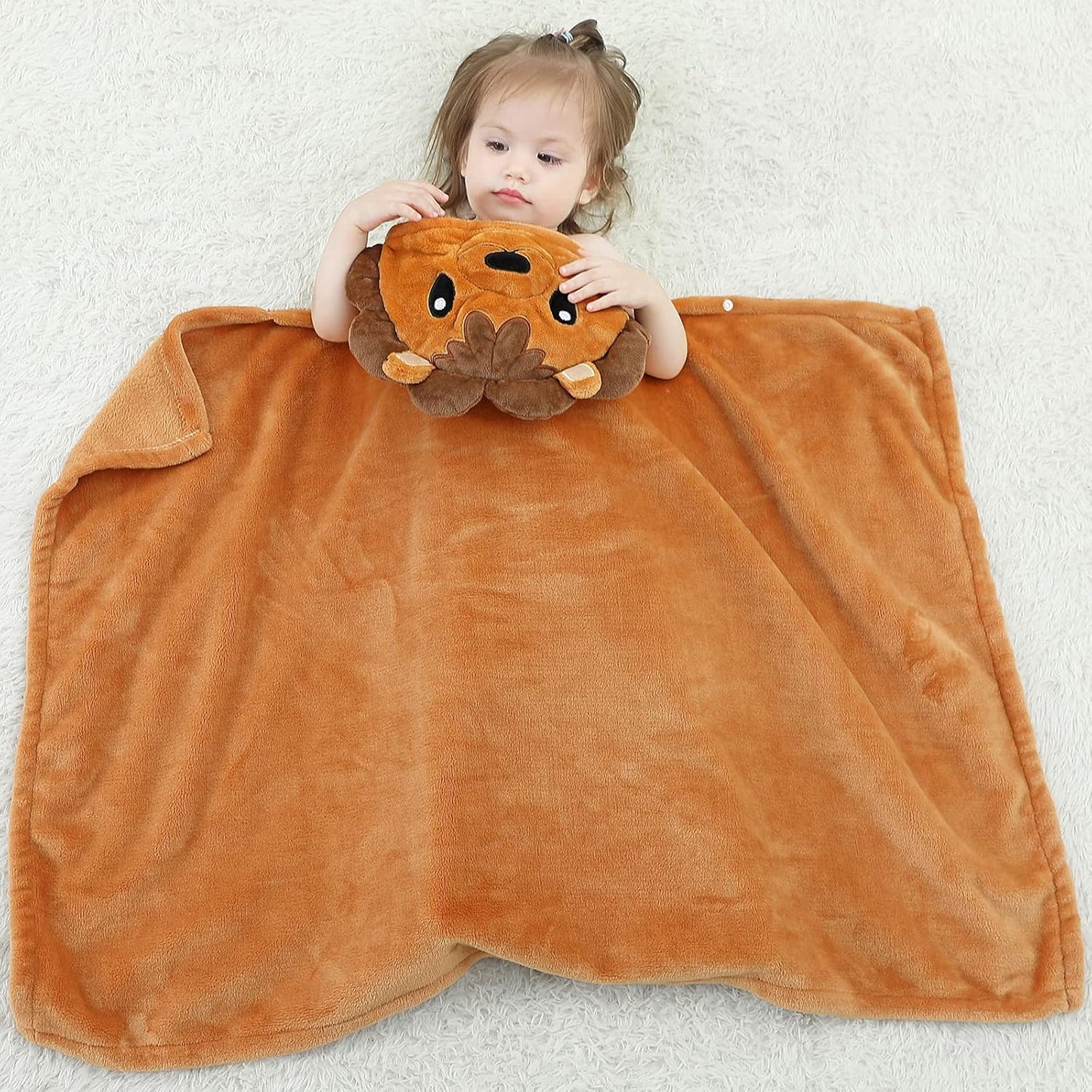 Wearable Blanket Hoodie for Kids Toddlers Hooded Towels Soft Cozy Flannel Wearable Throw Blanket Hoodie for Boys Girls Birthday Gifts (Lion 50 * 40)