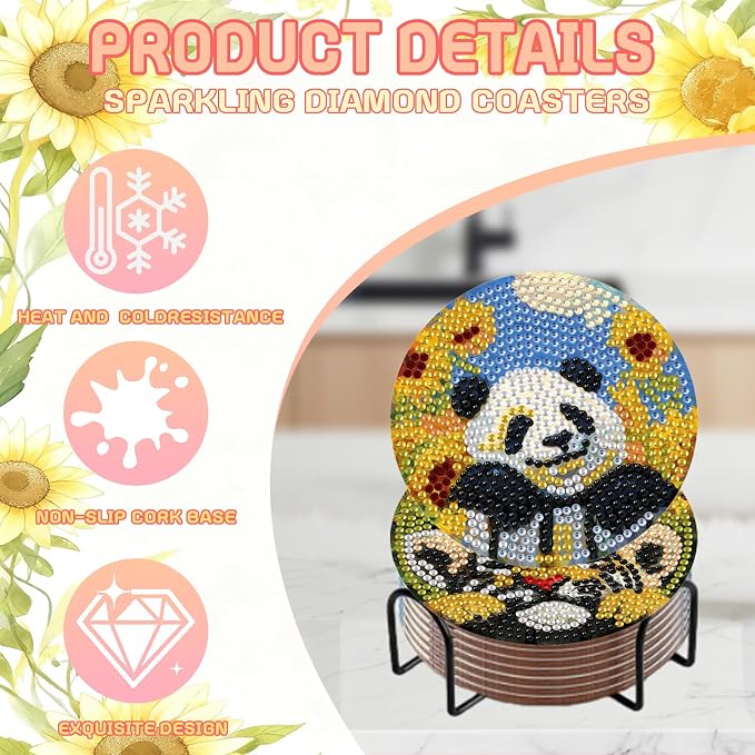 DOZEEZOP 8-Pack Diamond Art Coaster Kit