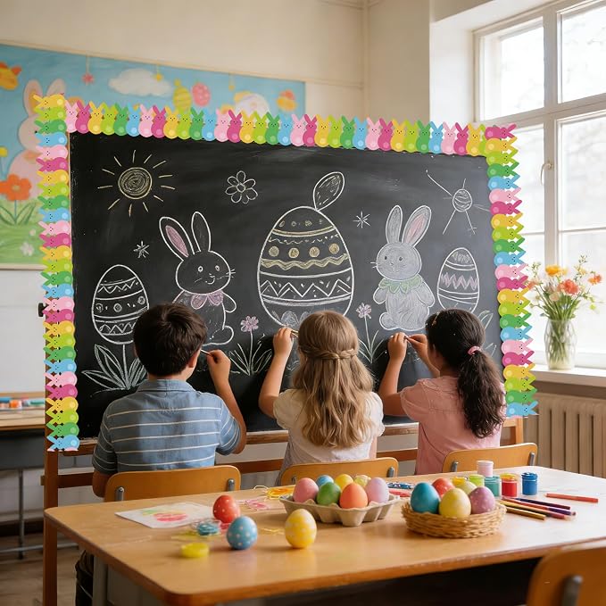 69Ft Easter Bulletin Board Borders Bunny Die-Cut Border Trim