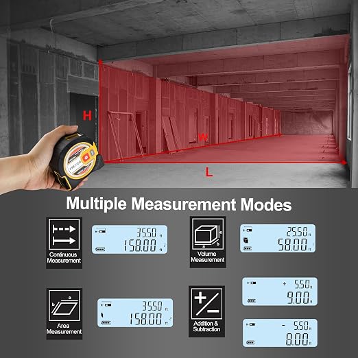 PREXISO 2-in-1 Laser Tape Measure