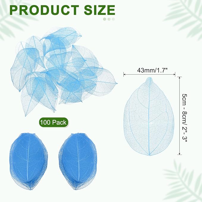 uxcell 100 Pcs Cyan Skeleton Leaves