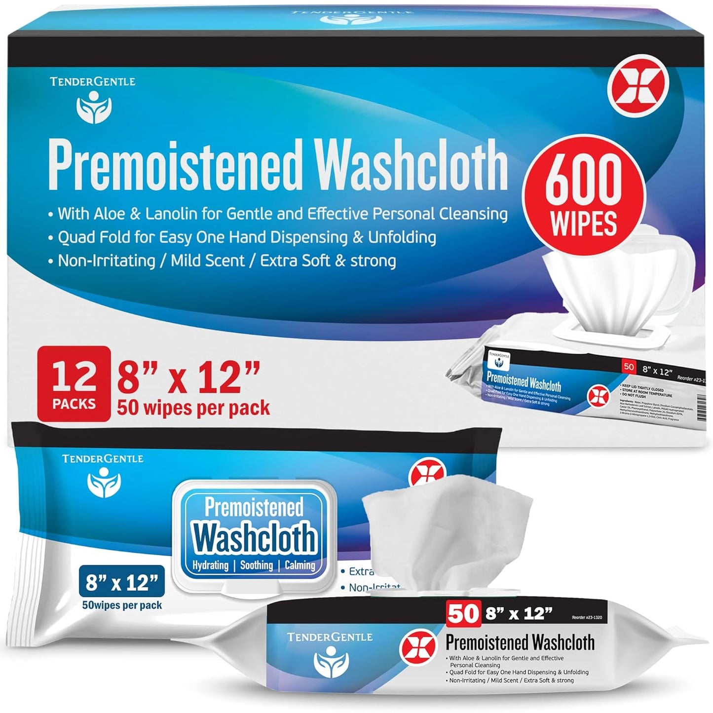 Non Flushable Wet Wipes for Adults - Case of 600 Body Wipes with Aloe and Lanolin - Good for Incontinence and Personal Cleansing