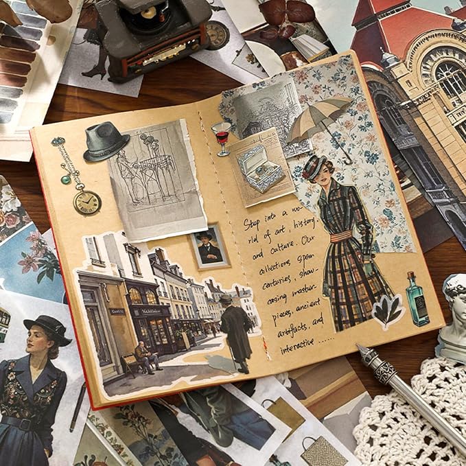 Vintage washi Stickers, Pre-Cut Ephemera Sticker Book
