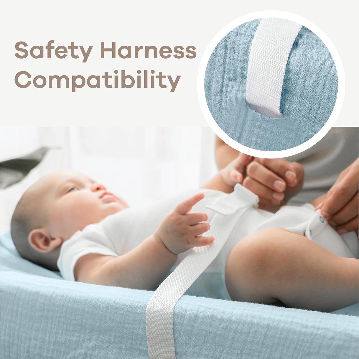 Comfy Cubs Muslin Fitted Changing Pad Cover - Soft, Breathable & Washable 100% Cotton Fitted Sheet for Baby's Comfort - Universal Fit for Flat & Curved Baby Changer Pad - Sky Blue