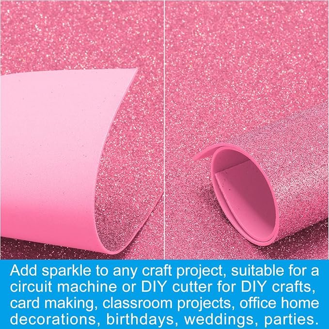 PATIKIL Dark Pink Shiny EVA Glitter Foam Sheet 11 x 8 Inch 2mm Thick Sparkle