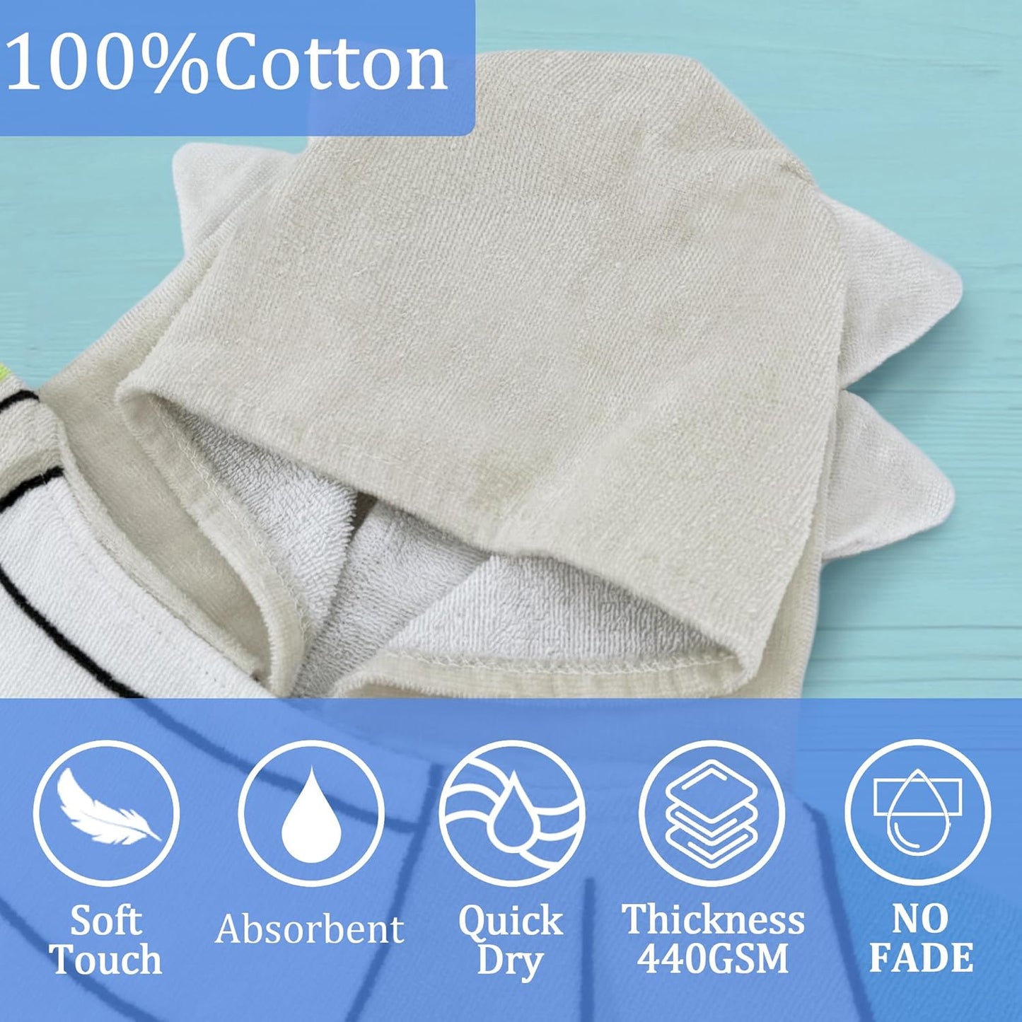 VOOVA & MOVAS Toddler Poncho Towels with Hood, Oversized (2-4Years,22"X22") Made from 100% Soft Cotton,Absorbent Bathrobe for Baby Boys,Perfect for Pool | Swimming | Bath | Beach, Dino