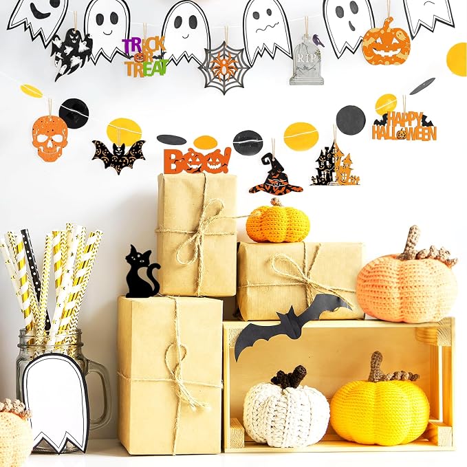 36PCS Wooden Halloween Ornaments to Paint Fall Decorations, 12 Styles DIY Blank