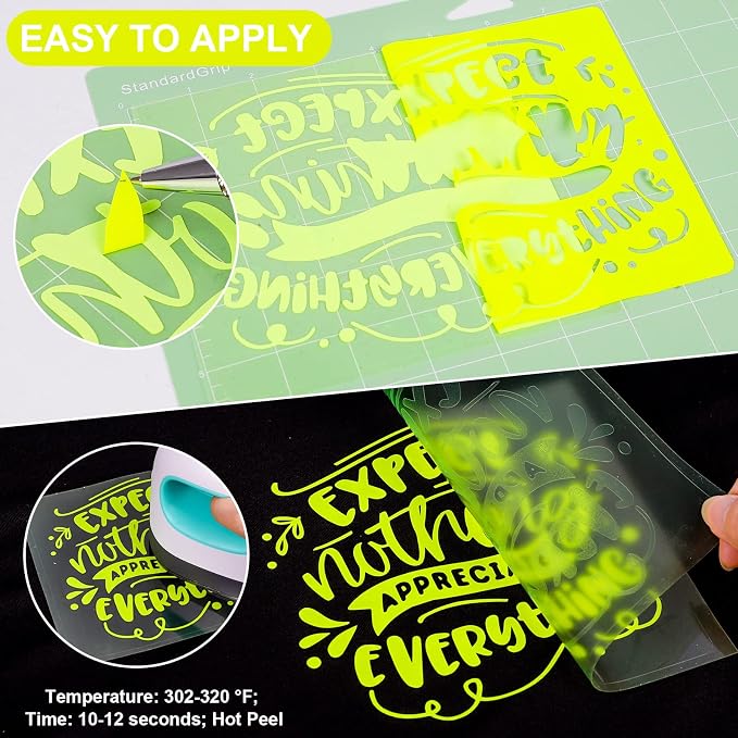 VINYL FROG Neon Yellow Heat Transfer Vinyl Roll 12" x5ft Matte HTV Vinyl | Neon