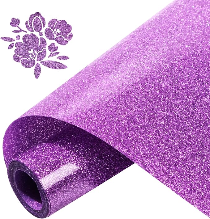 DUEUIOE Light Purple Glitter Heat Transfer Vinyl 12" x 5FT