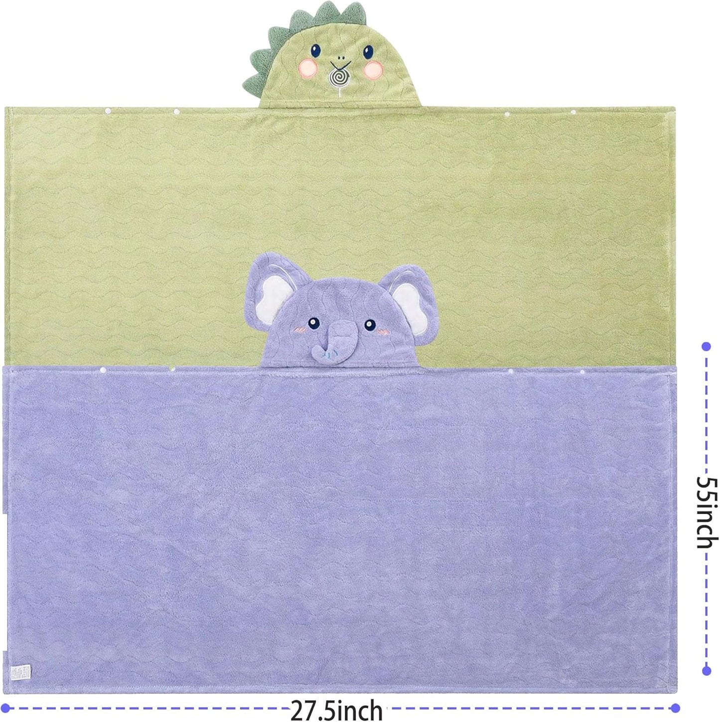 Toddler Towels Hooded Kids Bath Towel Unisex Toallas para Bebe 2-Pack 27.5"X55" Thick Ultra Absorbent Soft Baby Towels with Hood Beach Towel Bathrobe for Children, Infant, Newborn