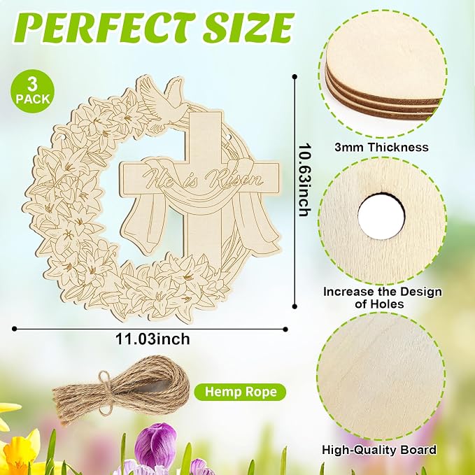 Large Size 12" Wooden Easter Ornaments to Paint, Wooden DIY Blank Unfinished