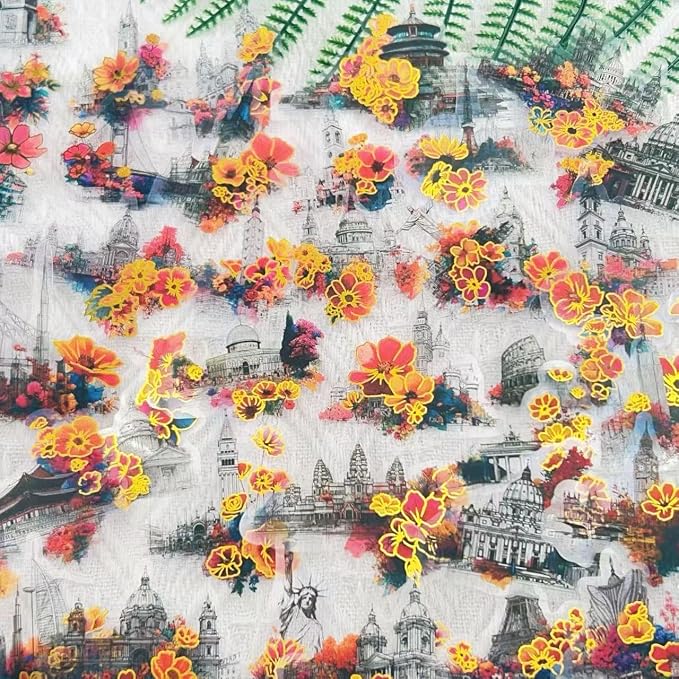 50Pcs Gold Flower Stickers for Scrapbooking Journaling Junk Journal Scrapbook
