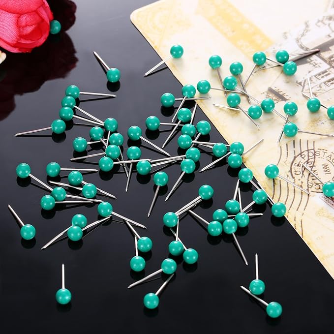 WILLBOND 500 Pack Map Push Pins Map Tacks Small Round Head Push Pins Thumb Tacks
