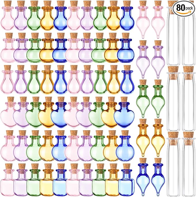 Geiserailie 80 Pieces Tiny Glass Bottles Spell Jars