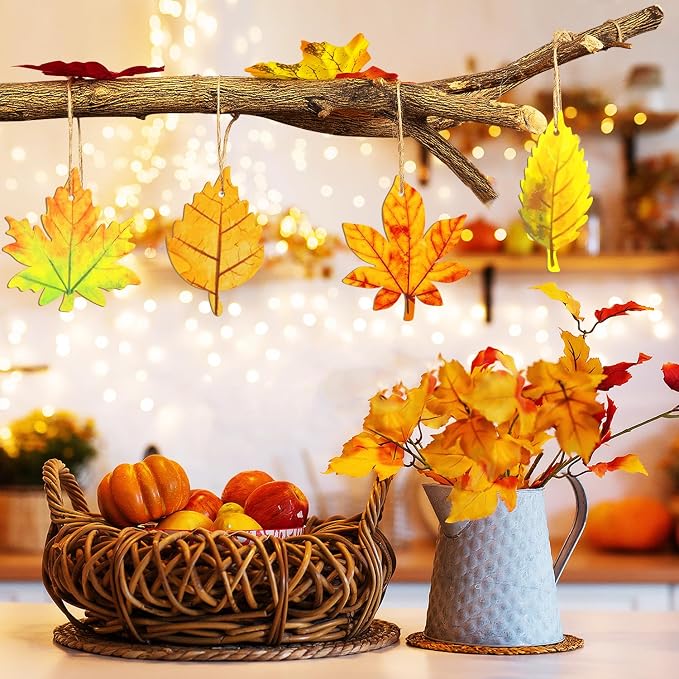 36PCS Wooden Fall Ornaments to Paint Thanksgiving Decorations, 6 Styles DIY