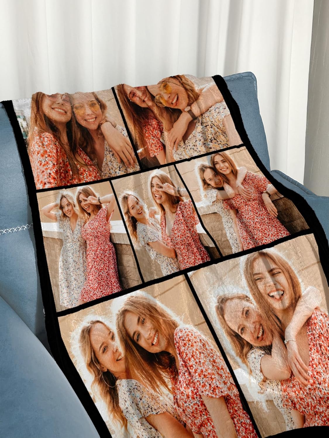Personalized Blanket with Photos Text Custom Flannel Blanket with Picture Customizable Blankets Valentine's Day Gifts for Couple Girlfriend Boyfriend Wife Husband, 50 * 60in