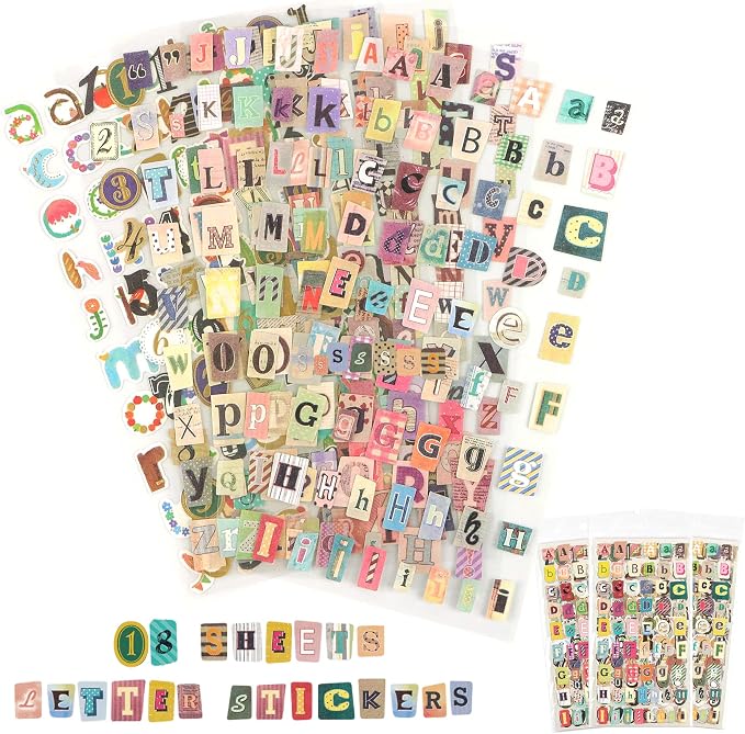 18 Sheets Vintage Letter Stickers