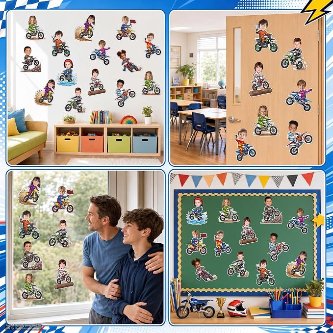 120pcs Motorcycle Avatar Cutouts Motorcycle Bulletin Board Decorations Back to