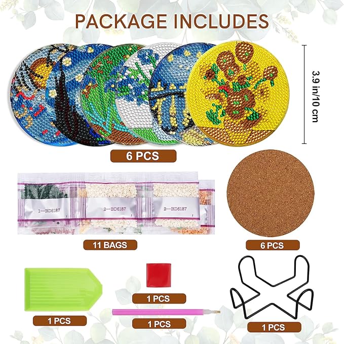 EWJRNSF 6 PCS Landscape Diamond Art Coasters Kit