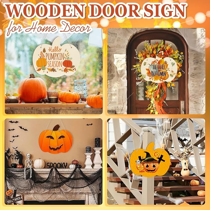 Large Size 12" Wooden Pumpkins Ornaments to Paint, Halloween Thanksgiving DIY