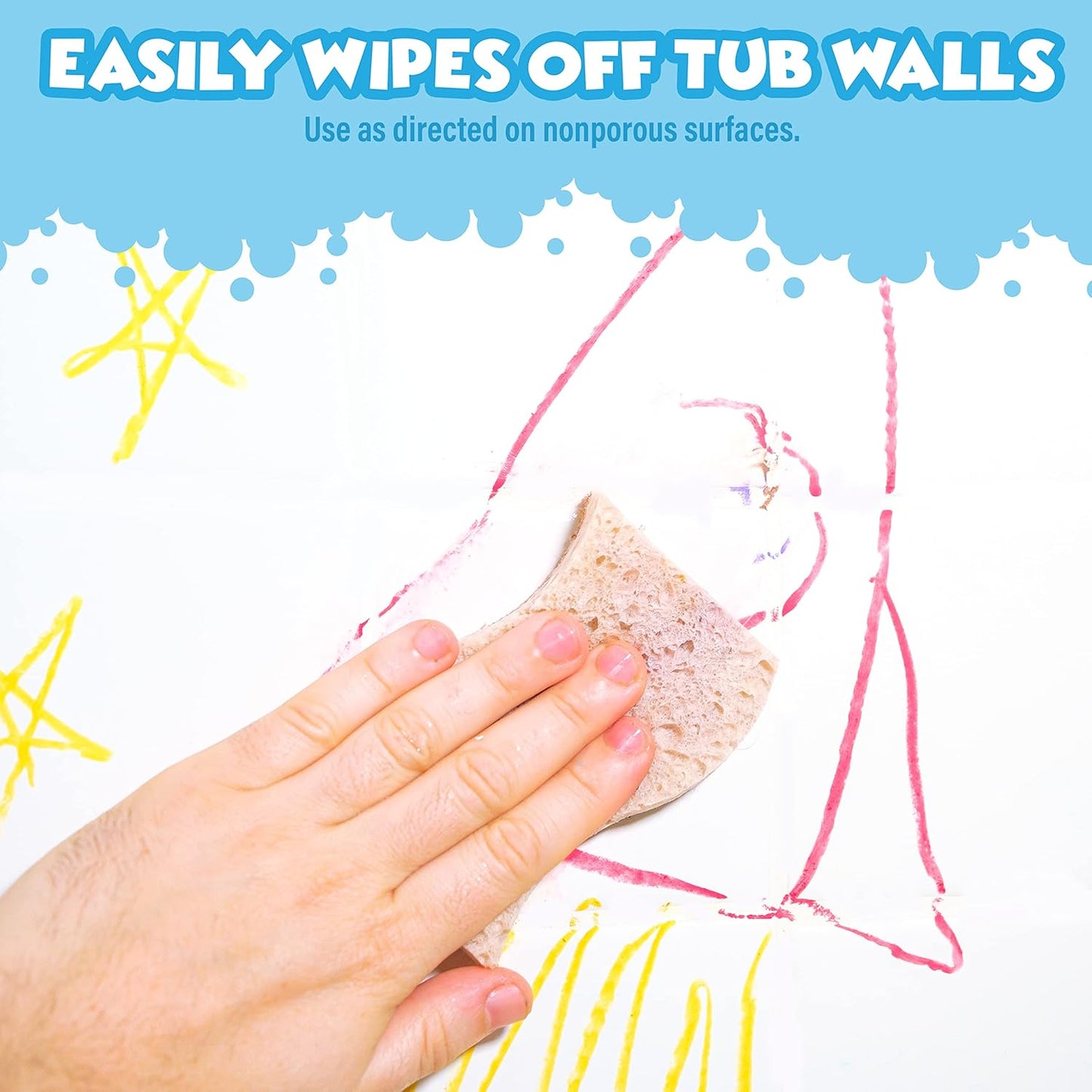 Tub Works® Sweet Scents Smooth™ Bath Crayons Bath Toy, 12 Pack | Nontoxic, Washable Bath Crayons for Toddlers & Kids | Unique Formula Draws Smoothly & Vividly on Wet & Dry Tub Walls | Scented Crayons