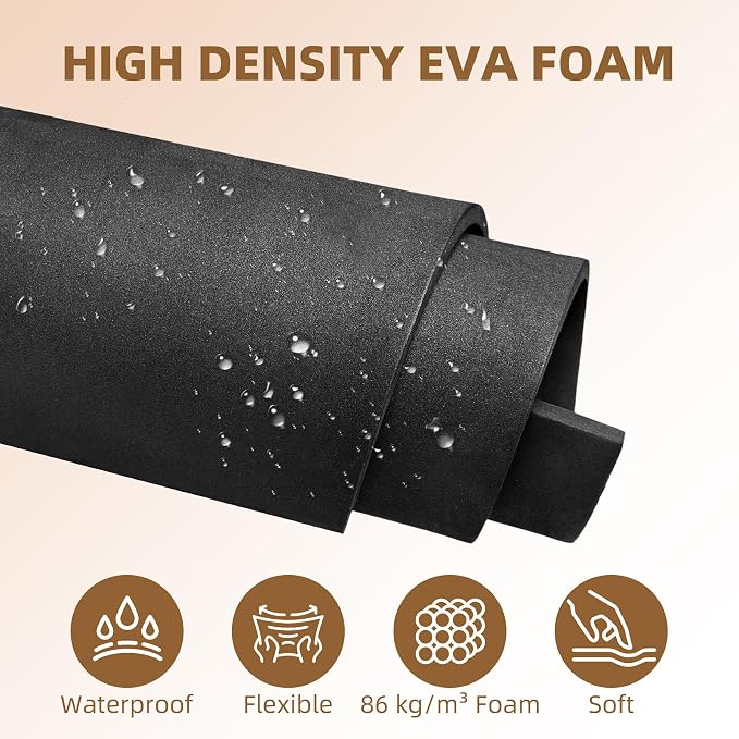 39"x15" EVA Foam Roll, 86 kg/m3 High Density 10MM Thick Foam Sheets, Flexible &
