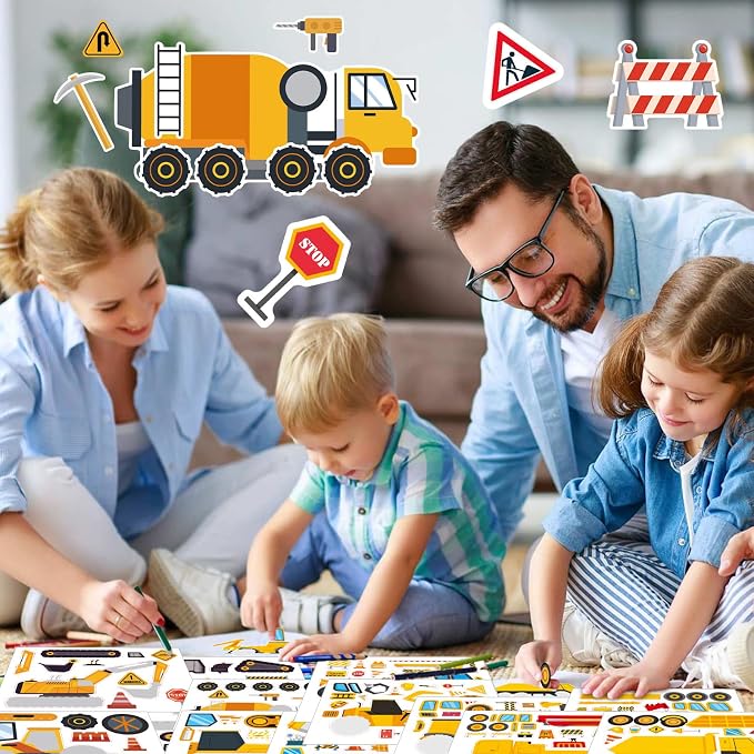 42 Sheets Create Construction Vehicles of Dreams Stickers, Make Your Own Sticker