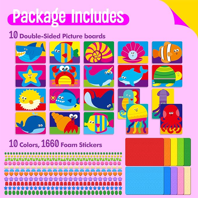 SpriteGru Foam Sticker Art Activity, 20 Marine Animals