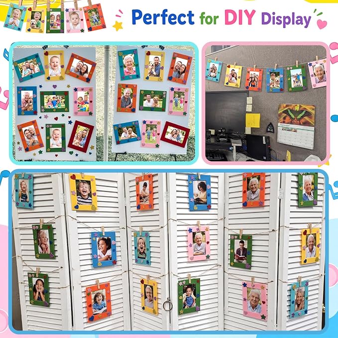 Jetec 24 Pieces Colorful Felt Photo Frames Holiday Picture Frames and 50 Pieces