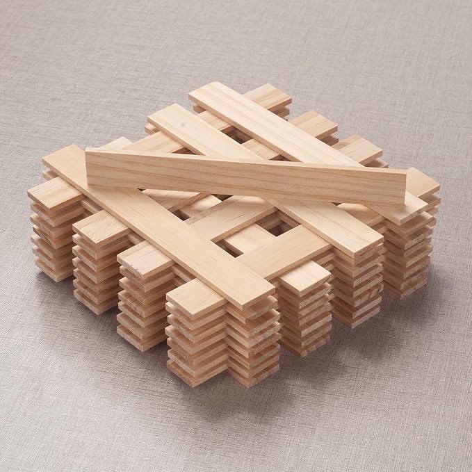 Wood Strips Trim Slats for Wall, Wooden Dowels for Crafts 1/8" × 3/4" × 6"