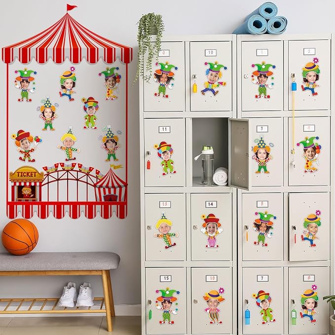 60pcs Circus Theme Cutouts Clown Juggling Bulletin Board Decorations Carnival
