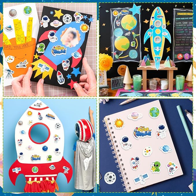 300Pcs Outer Space Foam Stickers, Funny Solar System Planet Sticker