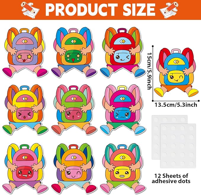 gisgfim 80Pcs Backpack Cutouts Back to School Decorations Bulletin Board