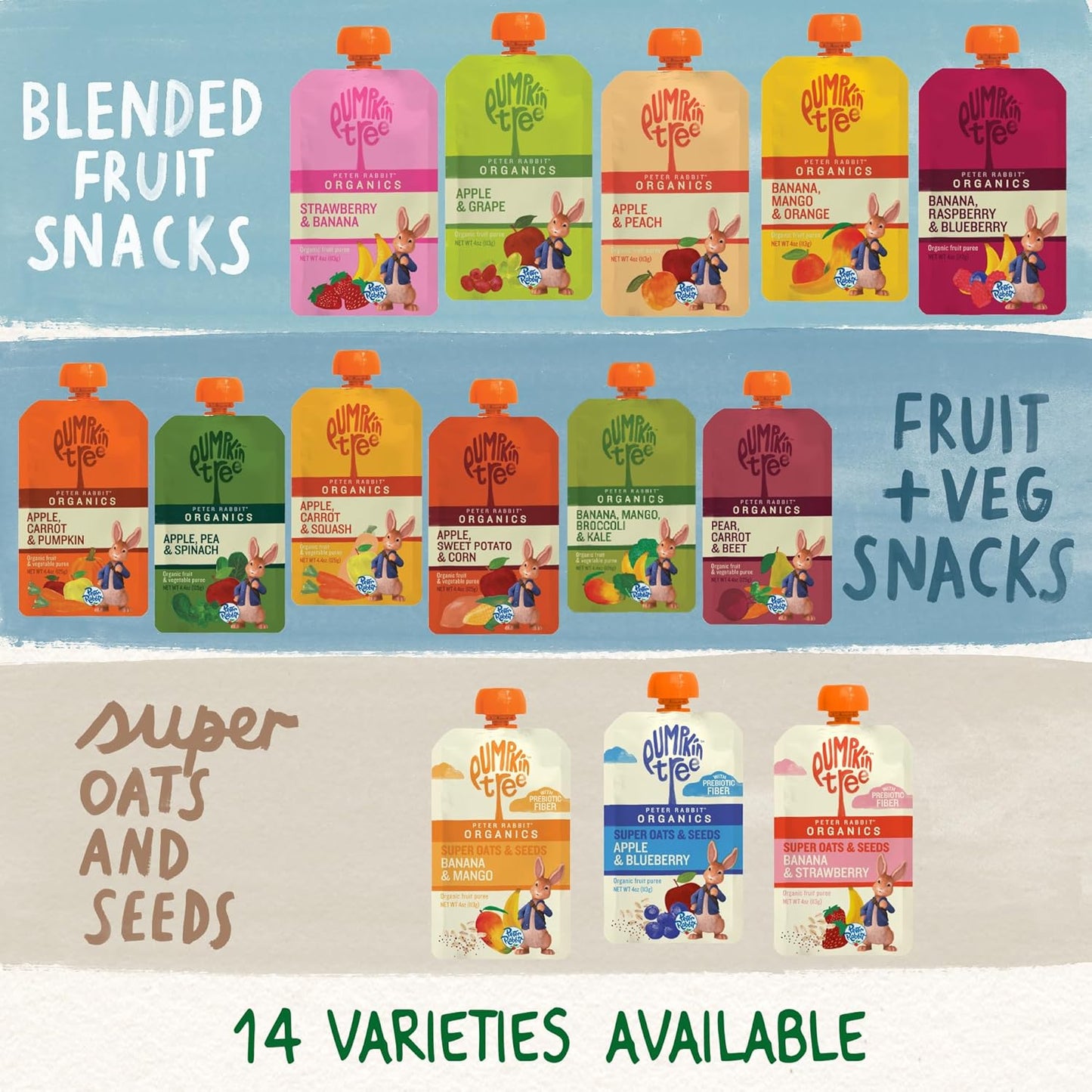 Pumpkin Tree Peter Rabbit Organics Strawberry and Banana Pure Fruit Snack, 4 Ounce (Pack of 36)