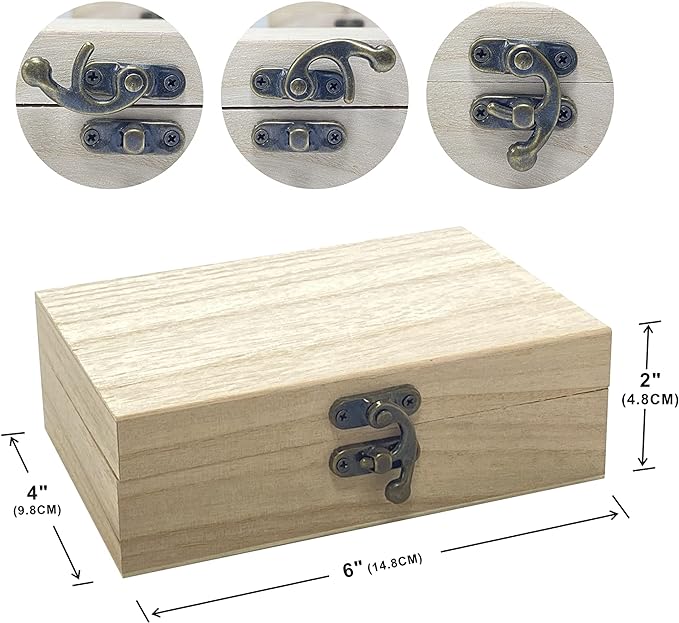 Cregugua 8 Pack 6 X 4 X 2 Inch Unfinished Wooden Box