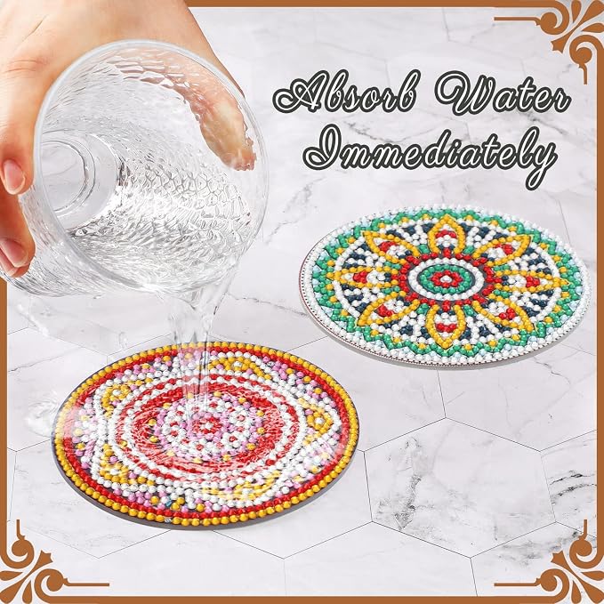 UPINS 8Pcs Mandala Diamond Art Painting Art Coasters Kits