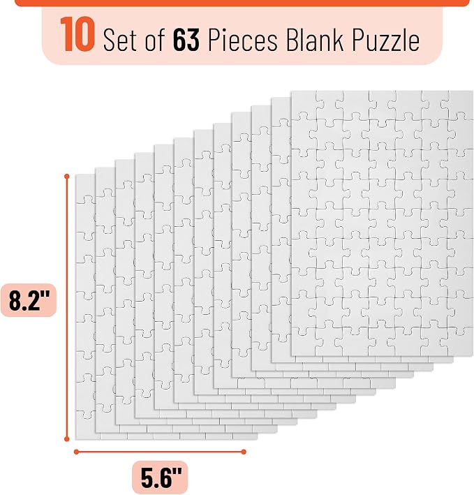 Mr. Pen- Blank Puzzle, 10 Pack, 63 Pieces/Pack, Arts & DIY Crafts