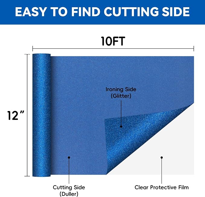 Aoder Blue Glitter Heat Transfer Vinyl