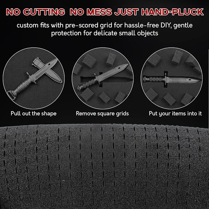 4 Pack Pick and Pluck Foam Sheets 16x12x0.5 Inch, Pre-Cut Grid Foam