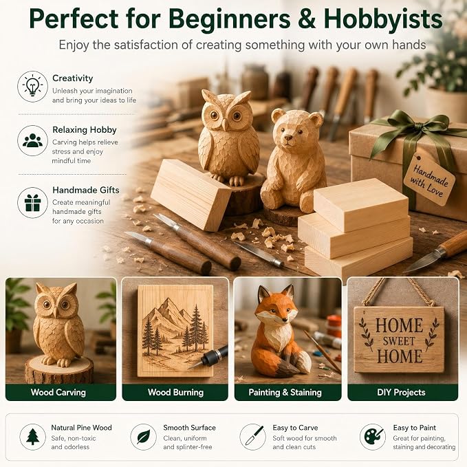 Unfinished Wood Blocks for Crafting