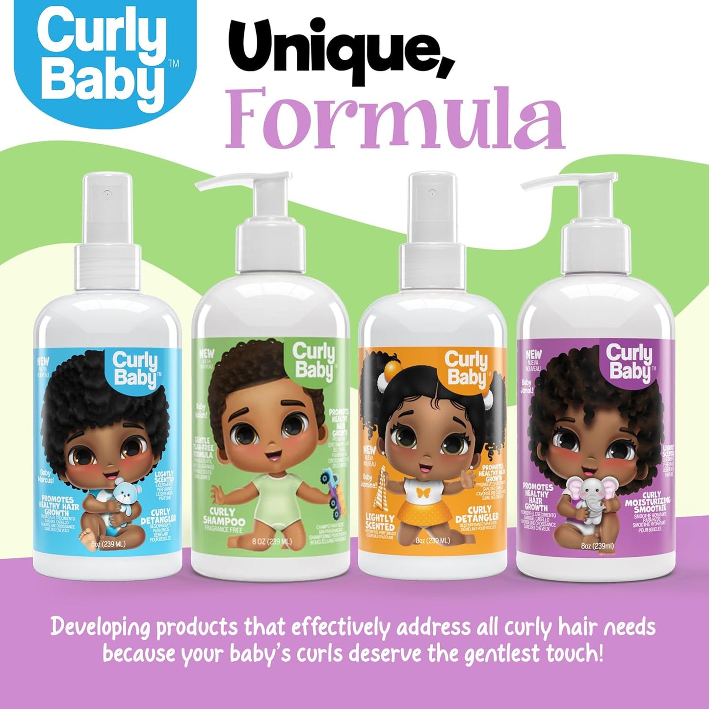 Curly Shampoo - Tear-Free, Fragrance-Free, Dermatologist-Tested, Hypoallergenic Kids Shampoo for Curly, Kinky, Coily Hair - Gentle Cleanse, Moisturizing, Promotes Healthy Hair Growth - 8oz