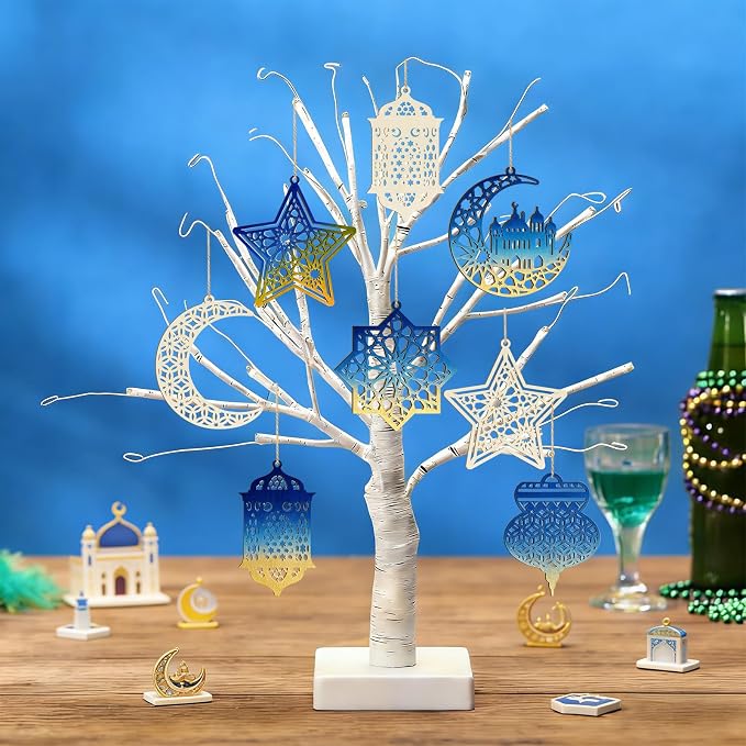 36PCS Wooden Ramadan Decorations Eid Islam Mubarak Ornaments Mubarak Hanging