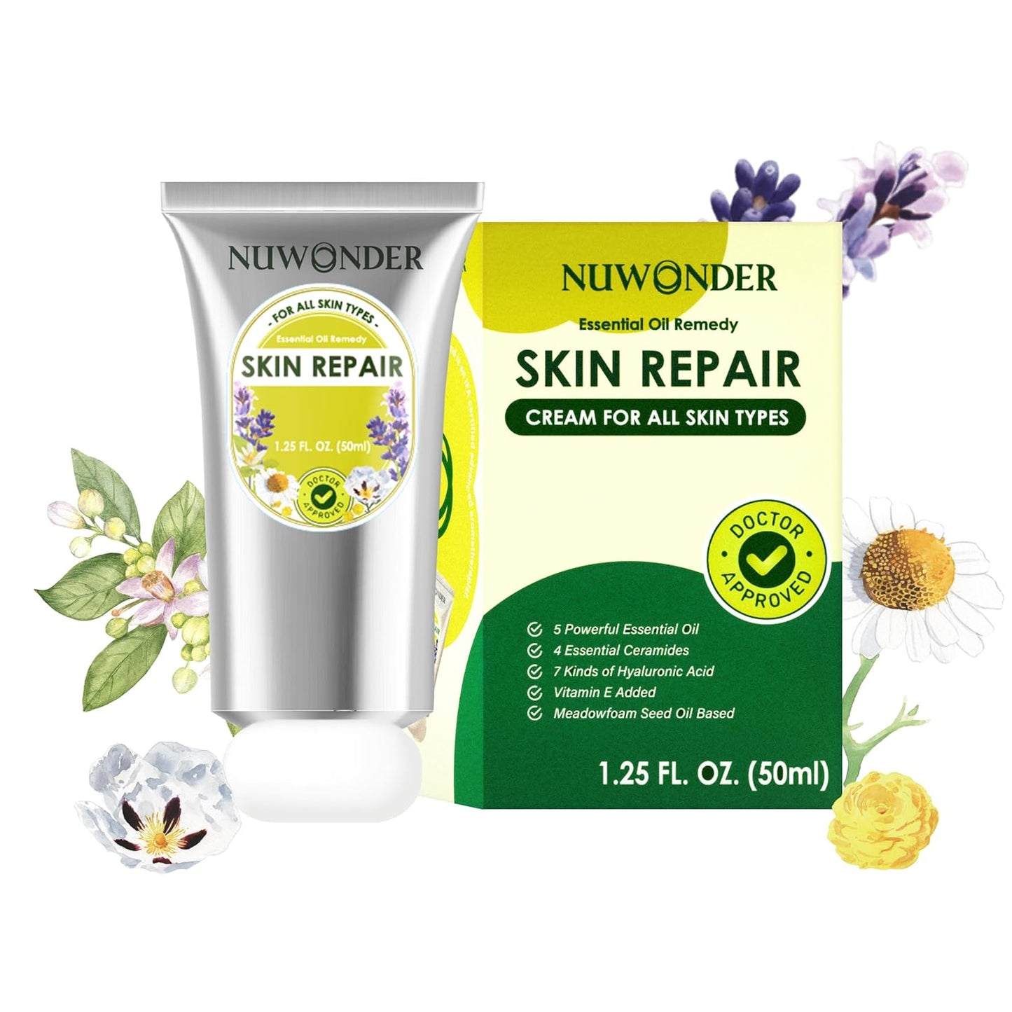 Natural SKIN REPAIR Clinically tested Aromatherapy. Powerful Herbal Essential Oil Soothing Multi-purpose Skin Care Eczema, Dermatitis, Diaper rash, and Sensitive skin. (Green tube 50ml)