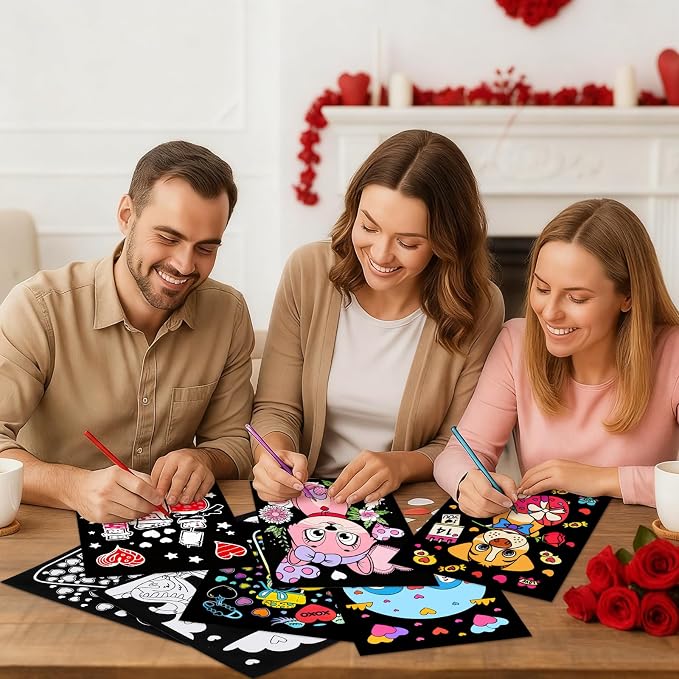 Zhanmai 48 Pcs Love Edition Velvet Coloring Posters Felt Pages to Color Fuzzy