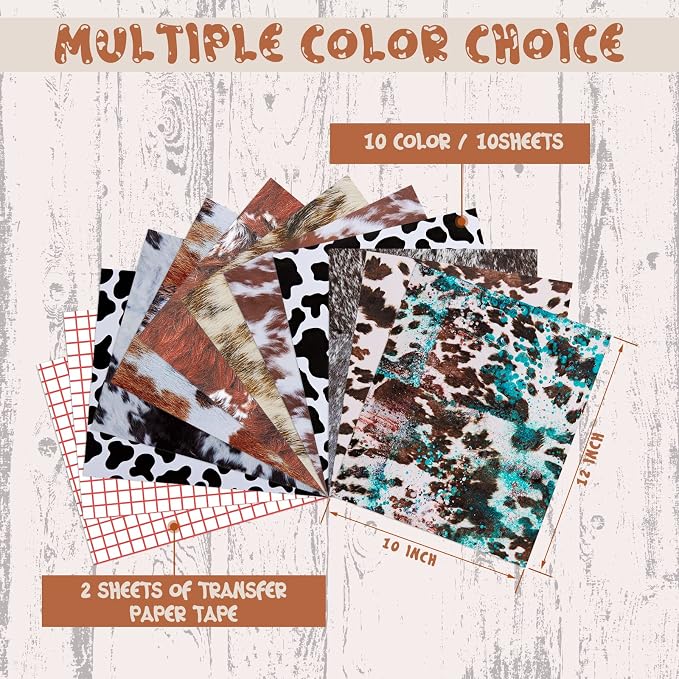 Tintnut Cowhide Permanent Vinyl 12x10in 10 Sheets Permanent Adhesive Vinyl |