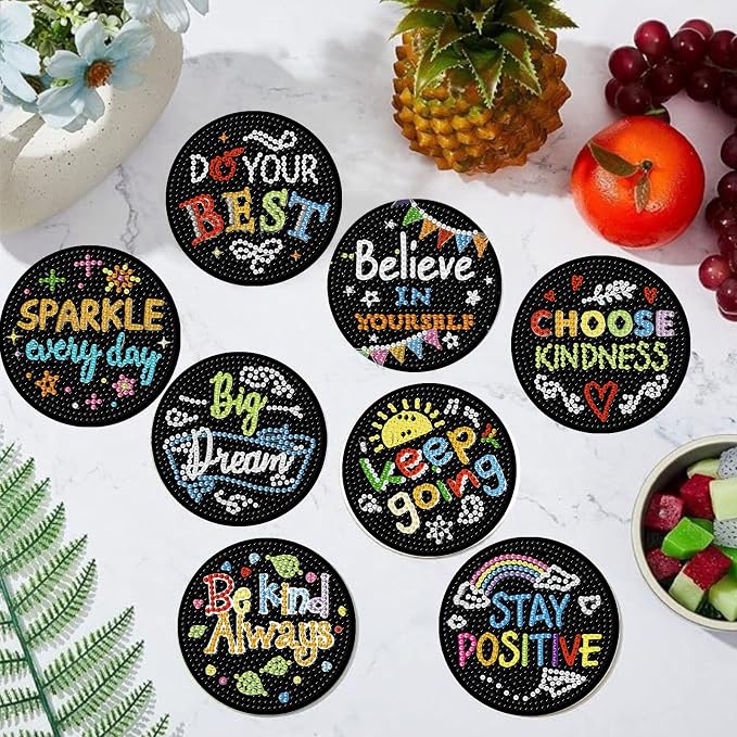 Gemozaic 8PCS Inspirational Diamond Art Coasters Kit