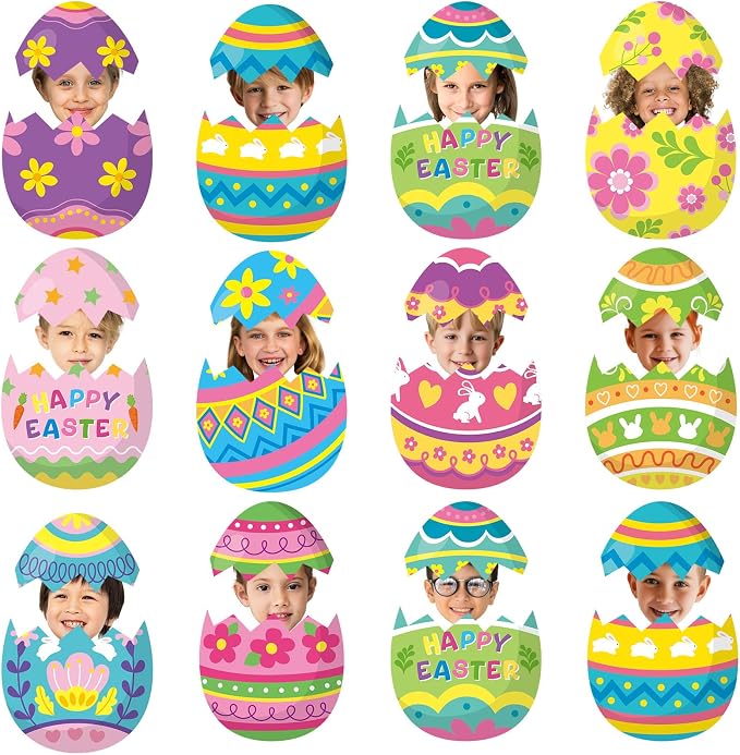 60pcs Easter Egg Theme Cutouts Easter Bulletin Board Decorations Spring Egg