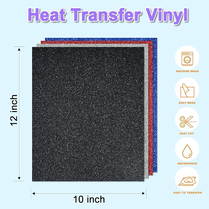 13 Pcs DUEUIOE Glitter HTV Heat Transfer Vinyl 12x10 Inch