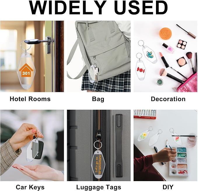 Yoption 20pcs Blank Motel Keychain Bulk